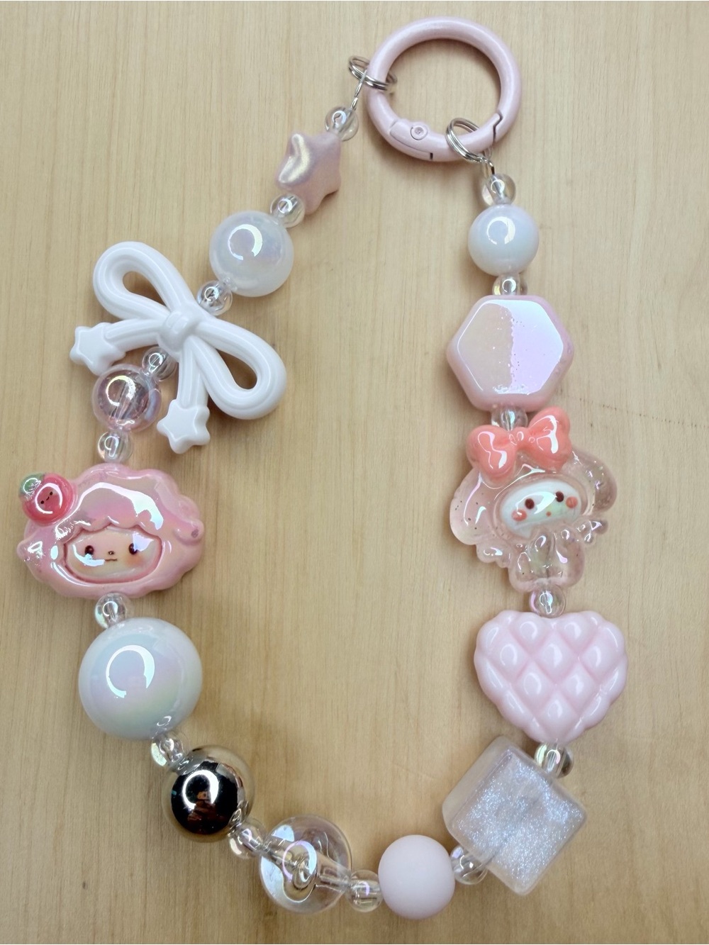 My Sweet Piano and Melody- Handmade Beaded Phone Chain or Bag Charm- Kawaii